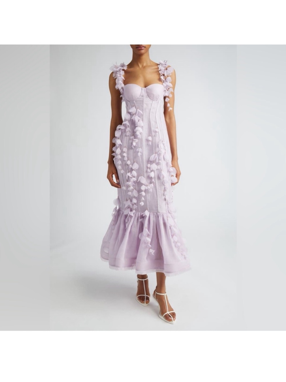 Zimmerman Dawning Petal Linen-Silk Midi-Dress (US 2-4)